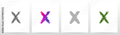 Low resolution pixelated squares style effect letter initial logo design X