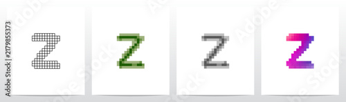 Low resolution pixelated squares style effect letter initial logo design Z
