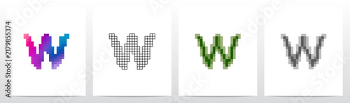 Low resolution pixelated squares style effect letter initial logo design W