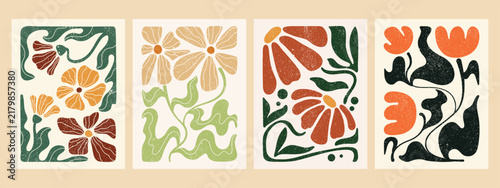 Retro Botanical Floral Illustration Set
