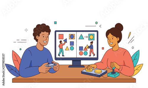 Digital Design Collaboration and Creative Team Flat Vector Illustration