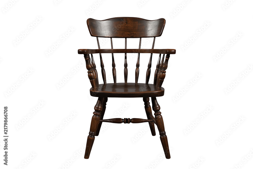 Naklejka premium Rustic dark wooden spindle chair