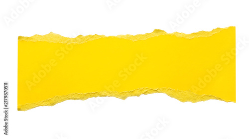Canvas Print Yellow torn paper strip with rough edges