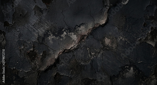 Dark black distressed paint grunge abstract background with rough layered texture scratched monochrome wall surface and vintage industrial style