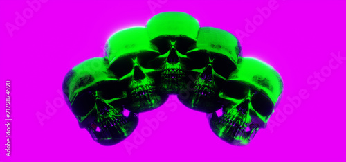 3d illustration rendering of happy halloween celebration, a spooky party, ghost skull devil, trick or threat, wallpaper background graveyard