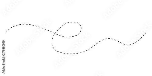 Фотография Black dashed line path with a swirl loop shape