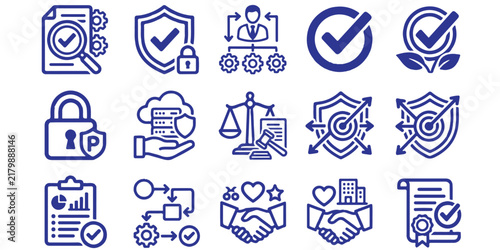 Set of professional flat icons for business services