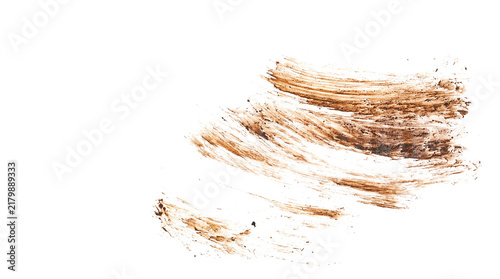 Cuadro en lienzo Wet mud, stains texture isolated on white background, top view, clipping path