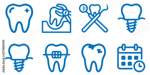 Dental treatment process illustrated icons