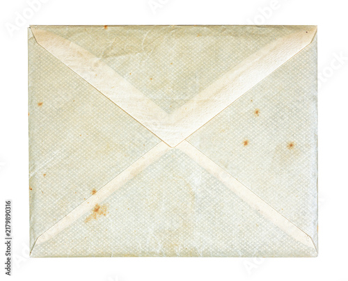Obraz na płótnie Aged and yellowed stained paper envelope viewed from its back