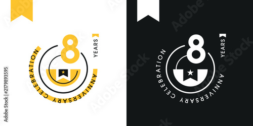 8-years anniversary celebration Badge Design for Print and Digital Marketing.