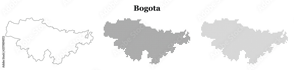 Obraz premium Bogota city map outline dot design vector illustration monochrome.
