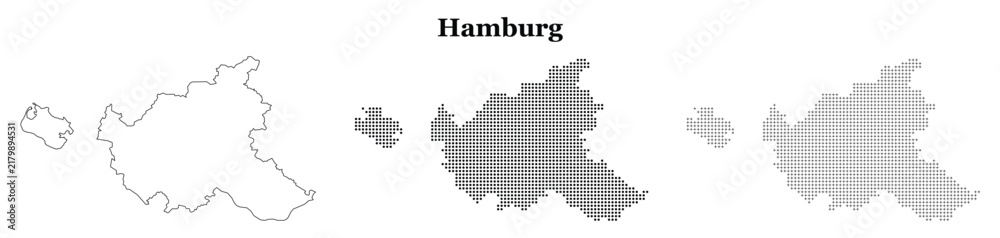 Obraz premium Hamburg vector map outline and dot pattern design geography elements.