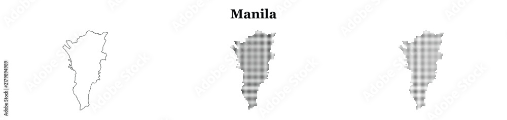 Obraz premium Manila philippines vector map outline country border geography silhouette illustration.