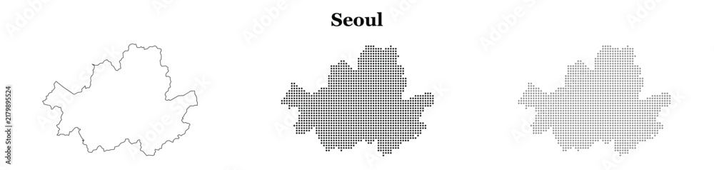 Obraz premium Seoul city outline map with dot patterns geographic location design.