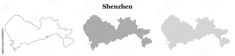 Obraz premium Shenzhen china city map designs including dotted and line art.