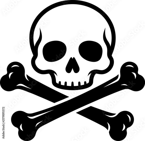 фотографія Human skull and crossbones vector icon hazard danger symbol with crossbones skel