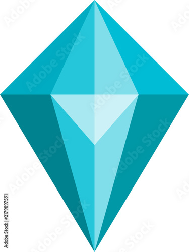 Bild auf Leinwand Sharp faceted blue turquoise diamond gem crystal with geometric edges and modern