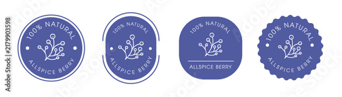 Allspice Berry Certification Badge Set, vector illustration.