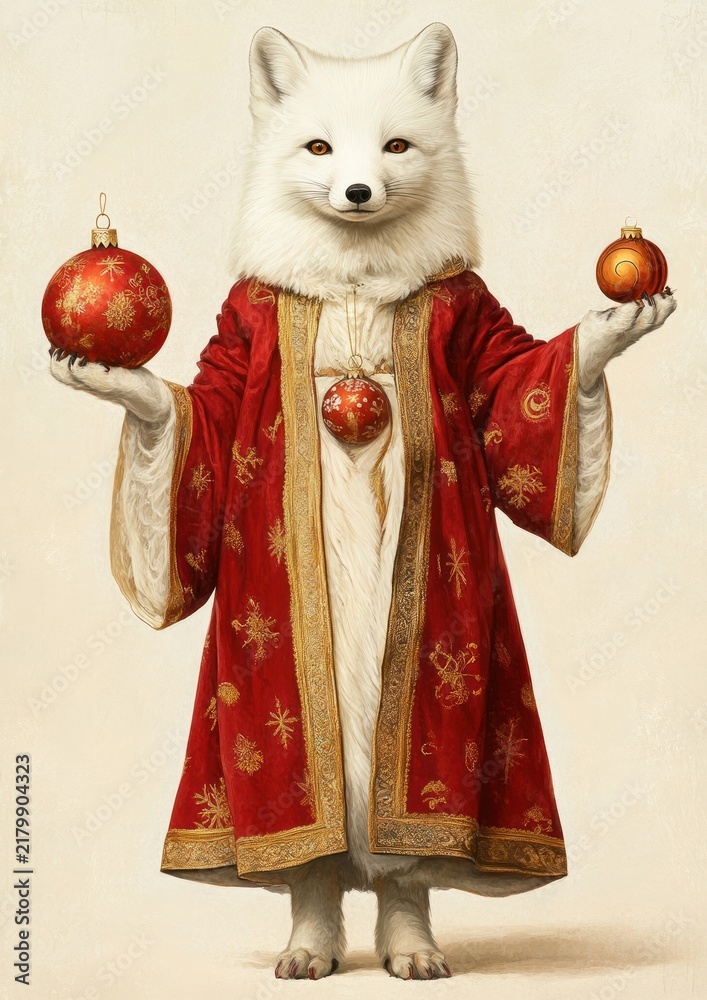 Fototapeta premium Arctic Fox animal fox illustration.