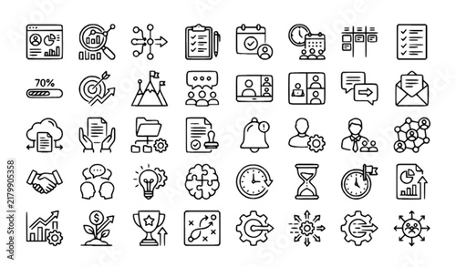 Business Team Operations and Workflow Linear Icon Pack