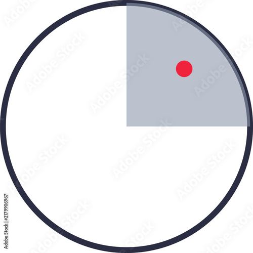 Obraz na plátne A minimalist flat design sonar radar screen displaying a single detected red dot