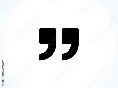 Black quotation mark icon for text and writing isolated on transparent background