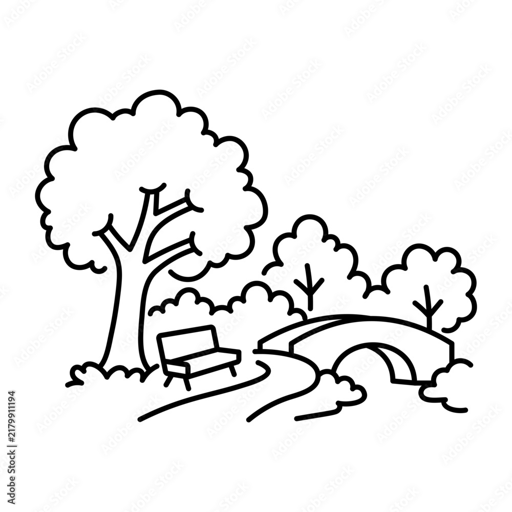 Obraz premium hand drwan icon showing high park. Clean black hand drwan work, simple details, and open white space create a clear, balanced urban or lifestyle composition.