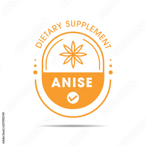 Anise Dietary Supplement Label Template Design, with Medicine Capsules for Healthy Lifestyle.
