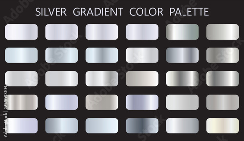 Foto Set of Silver gradient metallic glossy gradients, The texture of a smooth metal surface