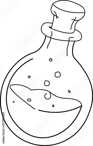 Konstfotografi Hand drawn magic elixir potion bottle in black line art