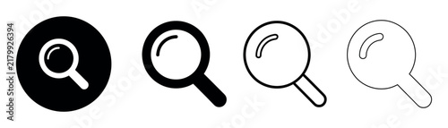 Magnifying glass icon set. Search bar symbol. Simple pictogram collection for find, discovery, web search, analysis and UI design.