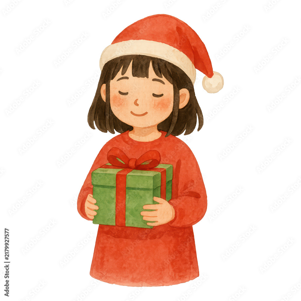 Obraz premium PNG Child holding Christmas gift joyfully.