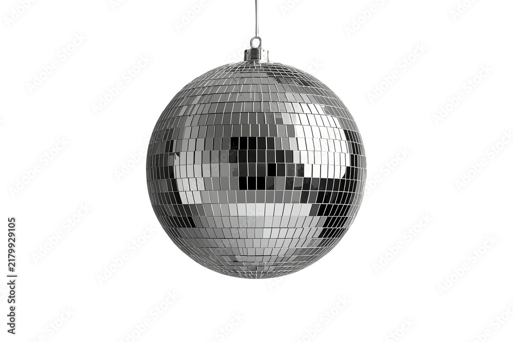 Fototapeta premium Hanging silver mirrored disco ball