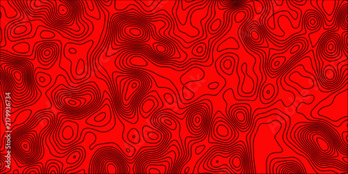 Topographic map pattern in striking red and black hues, creating an abstract and dynamic visual texture.
