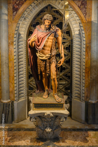 Statue of Saint John the Baptist located inside the Archbasilica of Saint John Lateran in Rome, Italy