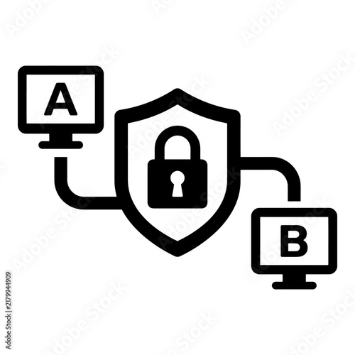 Cybersecurity concept with security connected monitors