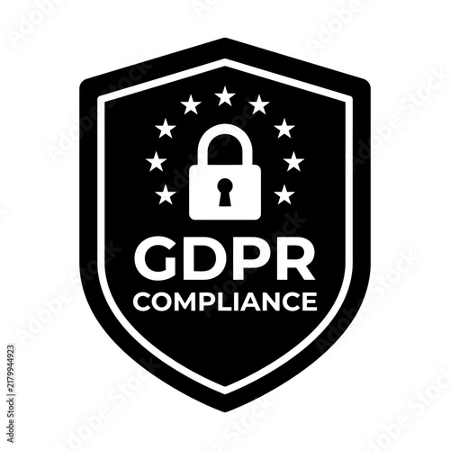 Gdpr compliance shield with lock with illustration shield symbolizing