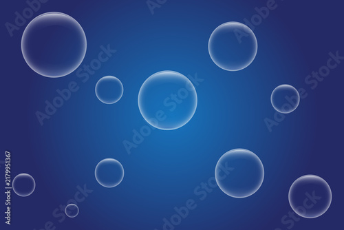 Quadro su tela Bubbles floating on a blue gradient background a vector illustration for abstrac