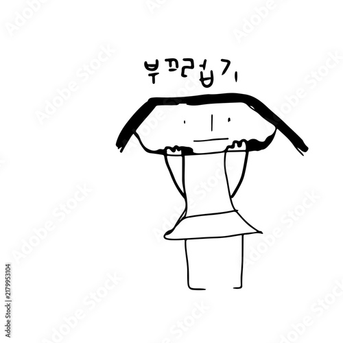 фотографія Minimalist hand-drawn doodle of a shy girl character expressing social embarrass