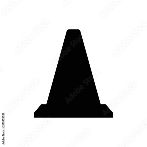 Black traffic cone icon isolated on a white background for design