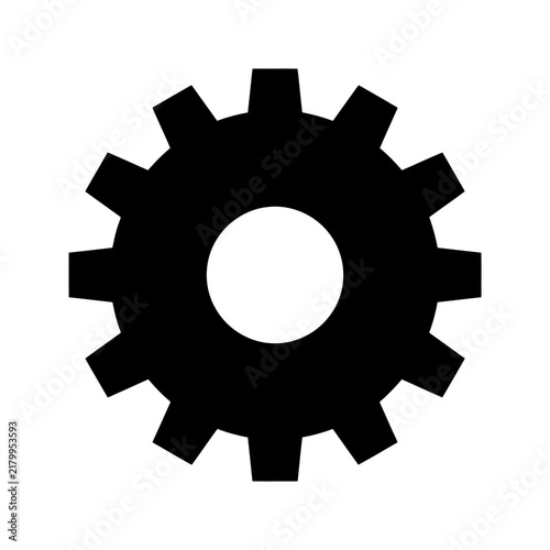 Silhouette of a gear with Black gear icon representing machinery
