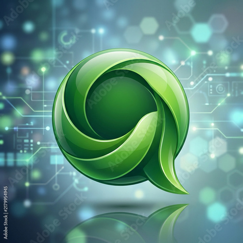 Modern Green Messaging App Icon – 3D Chat and Digital Communication Concept