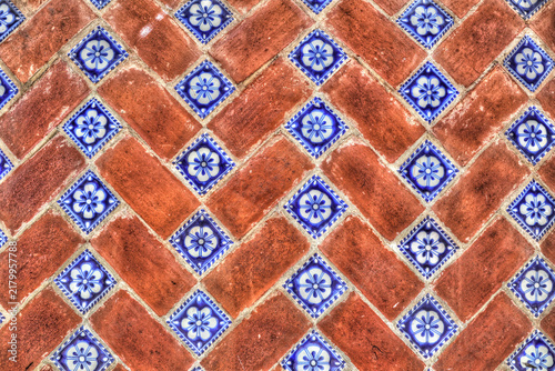 Mexican mosaic and brick pattern