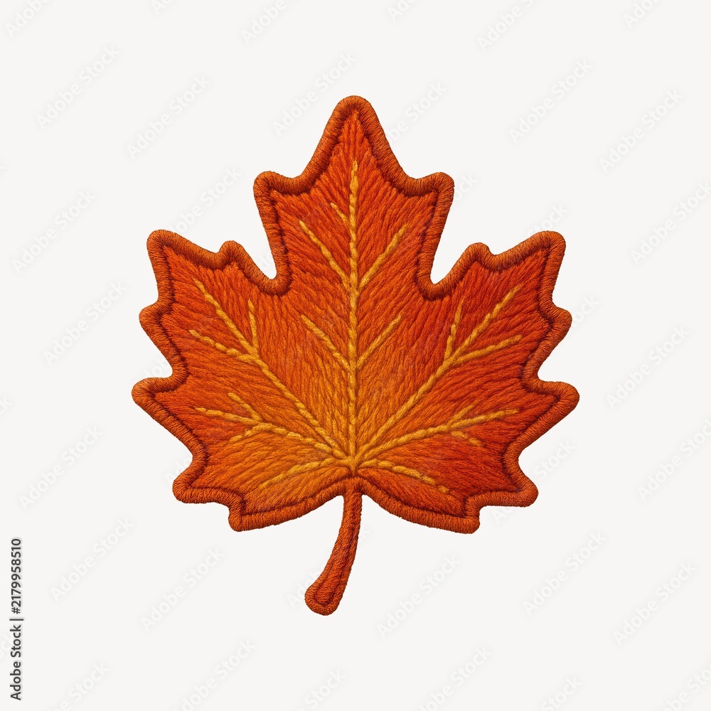 Obraz premium Embroidered autumn maple leaf illustration.