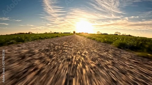 Gravel road sunset view