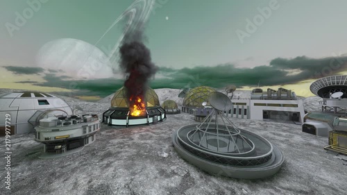 惑星の基地　3DCGレンダリング
