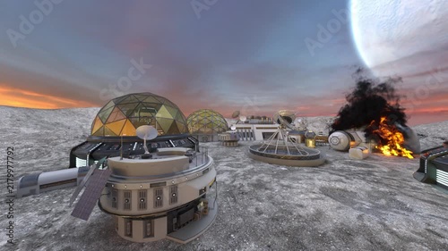 惑星の基地　3DCGレンダリング