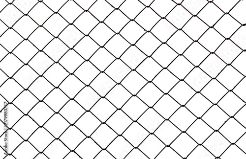 Obraz na plátně Chain link wire fence mesh pattern isolated on transparent background for bounda