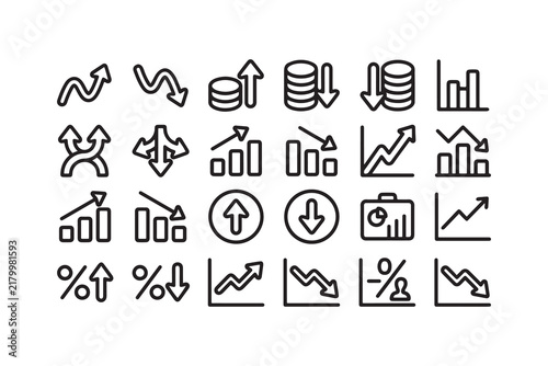 Increase Decrease Line Icons Set for Business and Finance